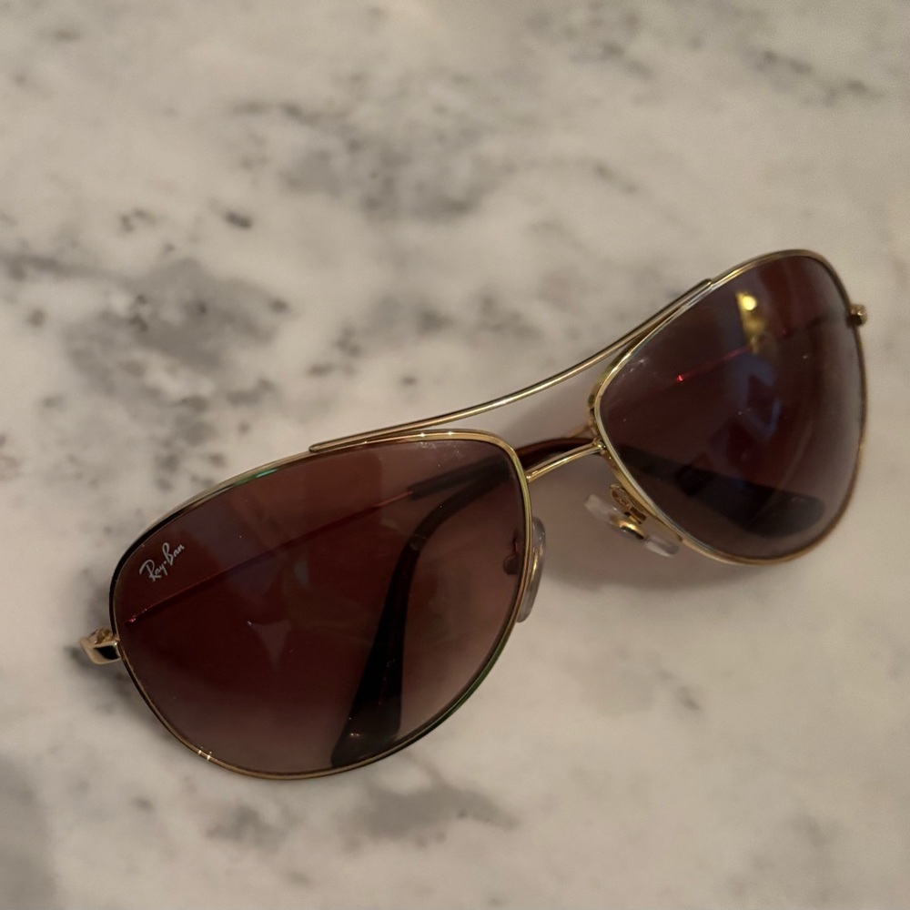 Ray-Ban Gold Frame Sunglasses with Dark Brown Lenses - Picture 3 of 5